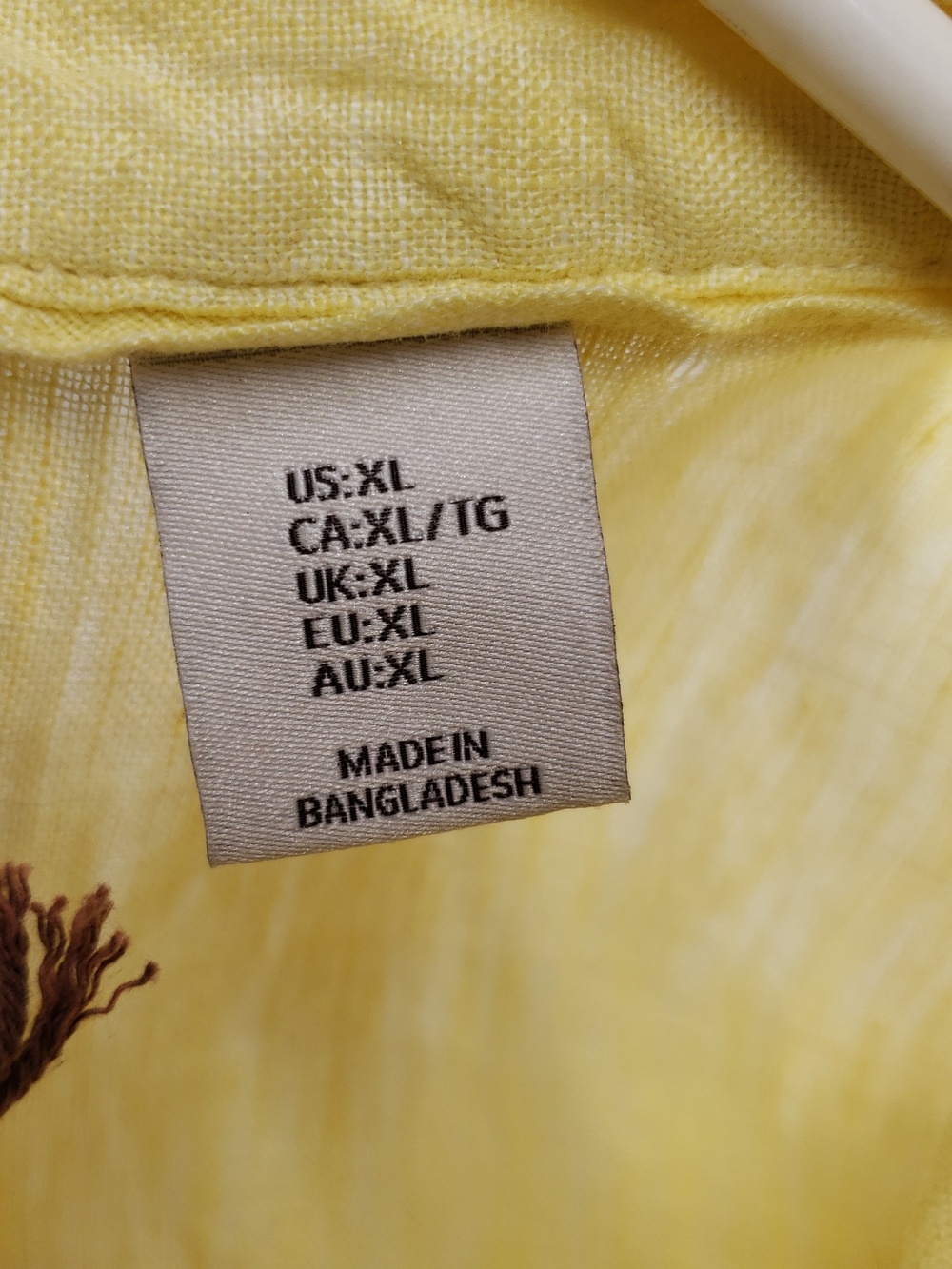 Laura Ashley Linen Button Up Shirt Women's  XL 3/4 Sleeve Yellow Crochet Buttons - Picture 6 of 12